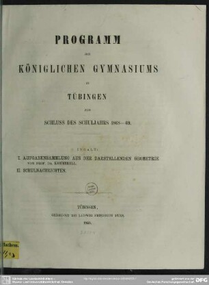 Aufgabensammlung aus der darstellenden Geometrie