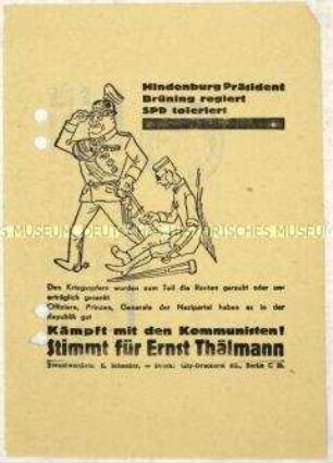 Aufruf der KPD zur Wahl von Ernst Thälmann zum Reichspräsidenten 1932
