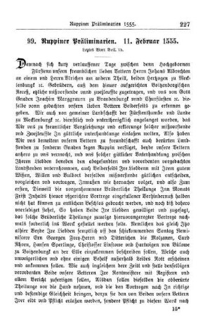 99. Ruppiner Präliminarien. 11. Februar 1555.