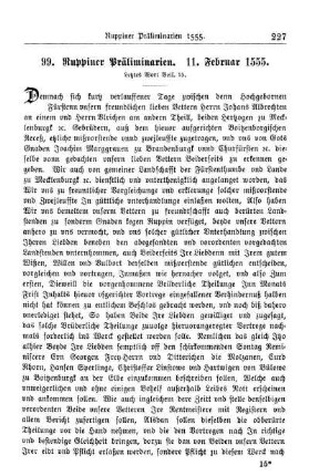 99. Ruppiner Präliminarien. 11. Februar 1555.