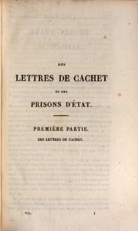 Oeuvres De Mirabeau, Tome 7.. Des lettres de cachet et de prisons d'état