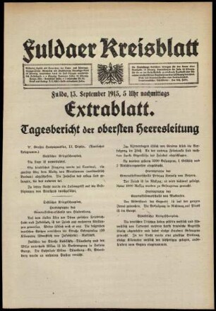 Ausgabe vom Montag, den 13. September 1915.