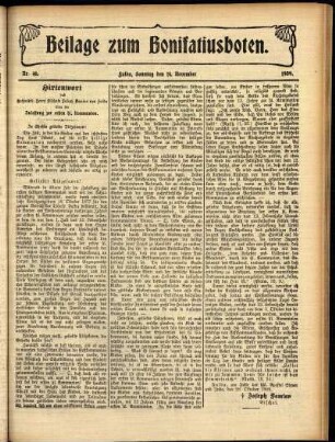 Zweite Ausgabe vom Sonntag, den 14. November 1909.