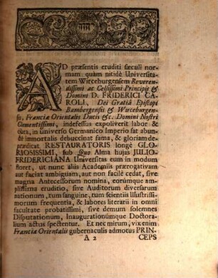 Programma Quo, Praemissa Succinta Praefatione De Jure Camerali, Lectiones Suas Publicas Et Privatas ... : In Alma Julio-Fridericiana Universitate Wirceburgensi Anno 1734