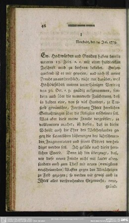 I Neustadt, den 24. Jul. 1779