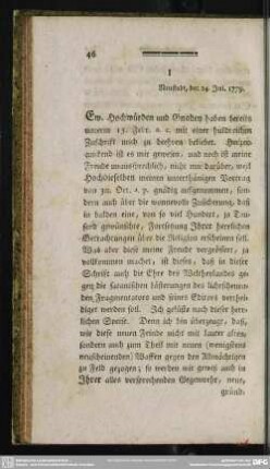 I Neustadt, den 24. Jul. 1779