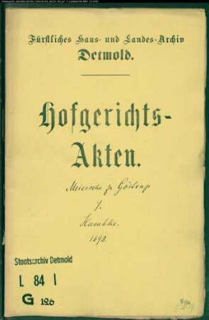 Göstrup, Meiersche zu gegen Hermann Humbke zu Humfeld - Schuldforderung