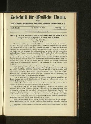 Heft XXIII. 15. Dezember 1913. Jahrgang XIX.