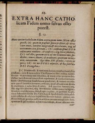 § 13. Extra Hanc Catholicam Fidem nemo salvus esse potest