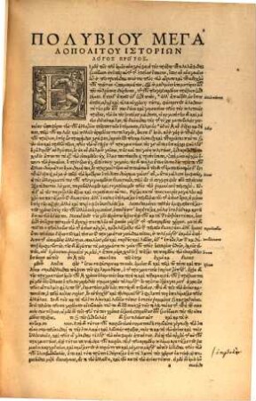 Polybiu Megapolitu Historiōn Biblia 5 = Polybii Megapolitani Historiarvum Libri Priores Qvinqve