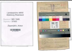 Entnazifizierung Anton Zipperjahn , geb. 10.02.1909 (Kaufmaennischer Angestellter)