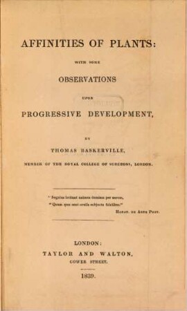 Affinities of plants : with some observations upon progressive development