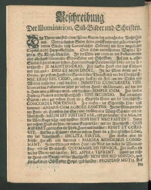 Beschreibung der Illumination, Sinn-Bilder und Schriften.
