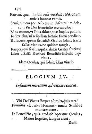 Elogivm LV. Infantem mortuum ad vitam reuocat.