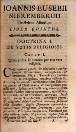 R. P. Joannis Eusebii Nierembergii E Societate Jesu Doctrinae Asceticae Sive Spiritualium Institutionum Pandectae : Omnium Usui Praecipue Religiosorum Accomodatae, 5