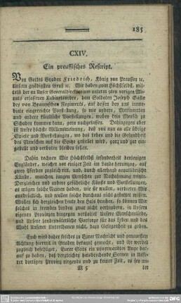 CXIV. Ein preussisches Rescript
