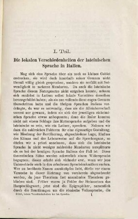 Die lokalen Verschiedenheiten der lateinischen Sprache : mit besonderer Berücksichtigung des afrikanischen Lateins