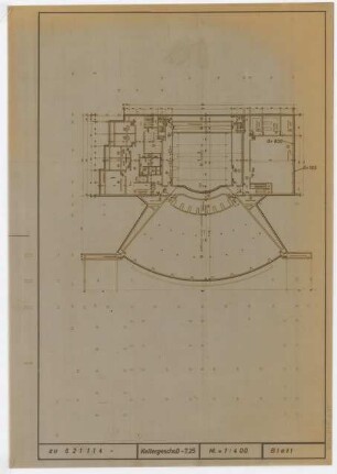 Schauspielhaus, Wuppertal: Grundriss Kellergeschoss 1:400