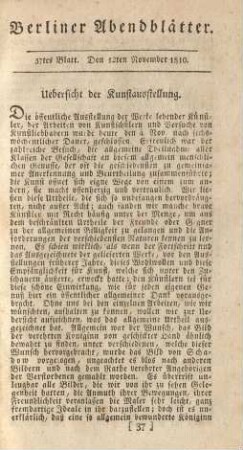 37tes Blatt. Den 12ten November 1810.