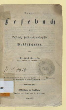 Neues Lesebuch für Schleswig-Holstein-Lauenburgische Volksschulen