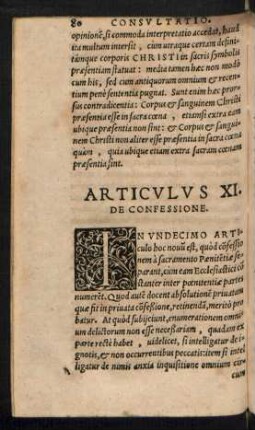 Articulus XI. De Confessione.