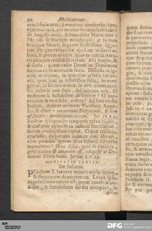 Meditatio Tertia. De Inferno.