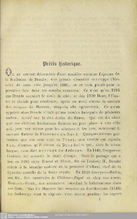 Précis historique