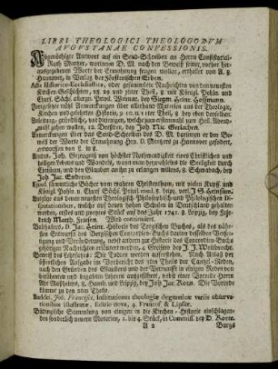 Libri Theologici Theologorum Augustanæ Confessionis.
