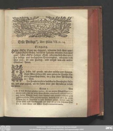 Erste Predigt, über Psalm VII. 12 - 14.