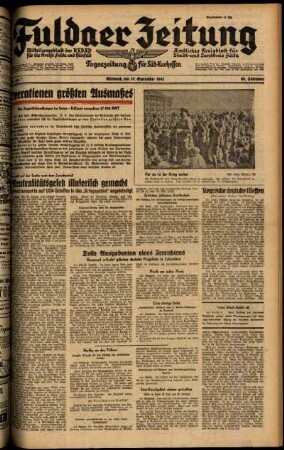 Ausgabe vom Mittwoch, den 17. September 1941.