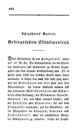 Achtzehntes Kapitel. Gebirgssystem Skandinaviens