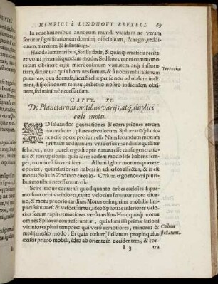 Caput XI. De Planetarum motibus varijs, atq duplici cœli motu.