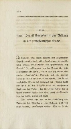 Von einem Hauptbildungsmittel zur Religion in der protestantischen Kirche