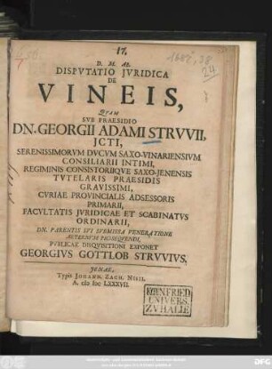 Disputatio Iuridica De Vineis