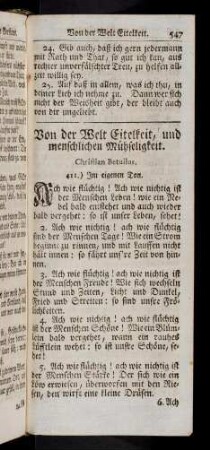 547-567, Von der Welt Eitelkeit, und menschlichen Mühseligkeit