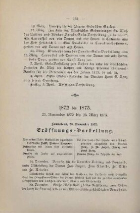 1872 bis 1873, 23. November 1872 bis 25. März 1873