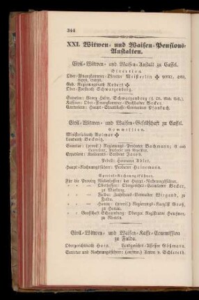XXI. Witwen= und Waisen=Pensions=Anstalten.