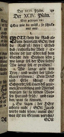 Der XCIV. Psalm. Wird gesungen wie: Herr wie du wilst / so schicks mit mir. - Der CVI. Psalm. Wird gesungen wie: Es ist das Heil uns kommen her.