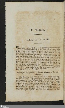 V. Abschnitt. Salat. De la salade