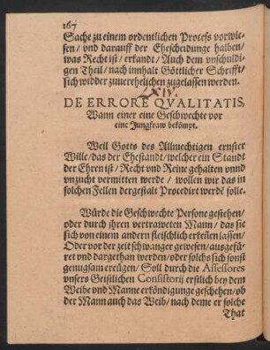 De Errore Qualitatis, Wann einer eine Geschwechte vor eine Jungfraw bekömpt.