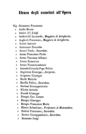 Elenco degli associati all'Opera.