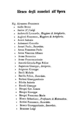 Elenco degli associati all'Opera.