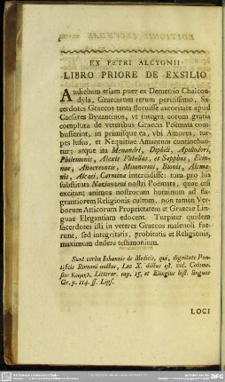Ex Petri Alcyonii Libro Priore De Exsilio