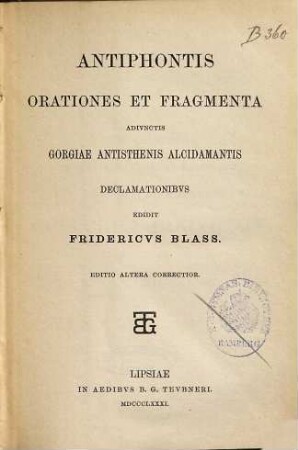 Antiphontis Orationes et fragmenta