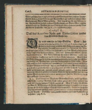 Caput II. Daß das Retorsion-Recht und Wiederschelten wieder das Weltliche Recht sey.