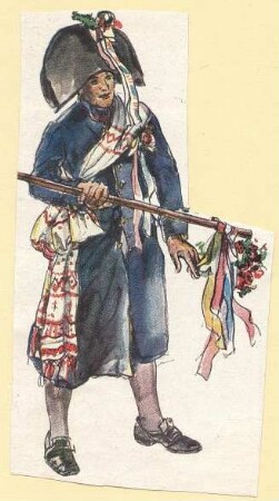 Hochzeitsbitter aus Schleife : Kleidung - Schleifer Tracht. Ort: Slepo / Schleife. Hochzeitsbitter. (Zeitungsausschnitt)