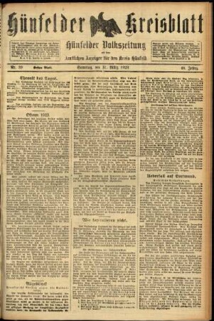 Erste Ausgabe vom Samstag, den 31. März 1923.