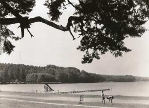 Werbellinsee. Ehem. Pionierrepublik Wilhelm Pieck nördlich Altenhof. Badestelle in einer flachen Bucht