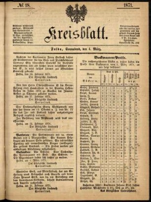 Ausgabe vom Samstag, den 04. März 1871.
