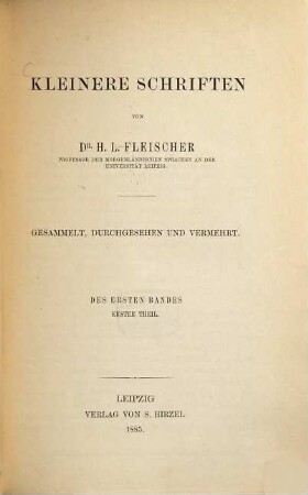 Kleinere Schriften : Gesammelt, durchgesehen und vermehrt, 1